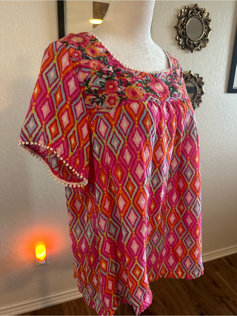 Savanna Jane Geometric Aztec Embroidered Top - Picture 2 of 7